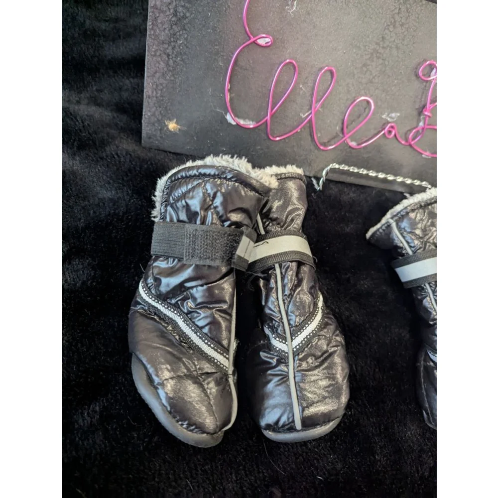 EUC Top Paw Pet Booties Faux Fur Bling Velcro